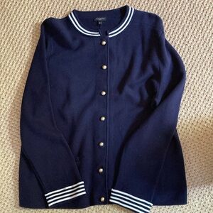 Talbots Varsity Jacket Blue and White Classic Design